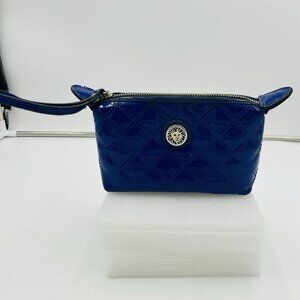 Anne Klein Royal Blue Wristlet Quilted Soft Patent Faux Leather 8" x 4.5"